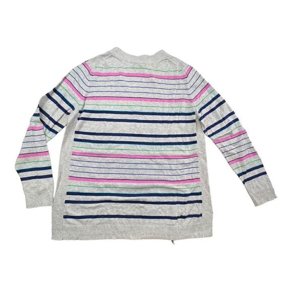 Gap Women's Multi Striped V Neck Pullover Sweater Light Gray Heather Size XL NWT - Picture 4 of 9